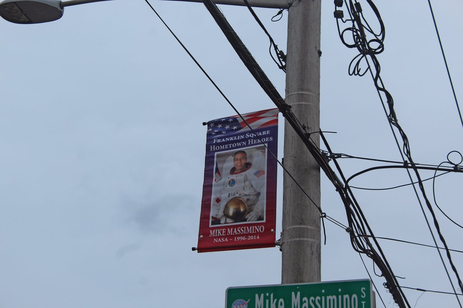 A banner honoring astronaut Mike Massimino was unveiled on Nov. 1.