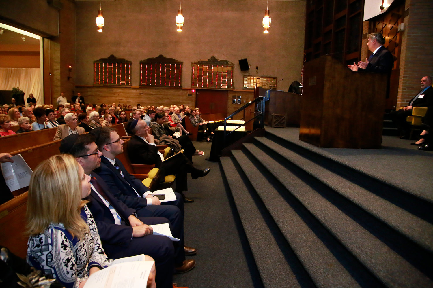 In 2019, Rabbi Joseph Potasnik, whose parents survived the Holocaust, recently spoke at Congregation Shaaray Shalom in West Hempstead to mark Holocaust Remembrance Day. The congregation is planning a Kristallnacht commemoration Nov. 7.