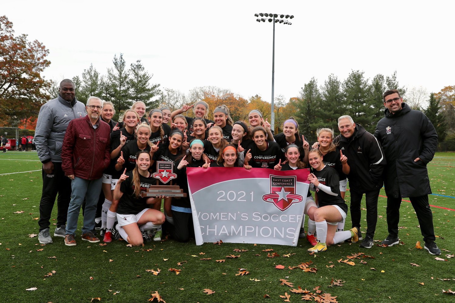 Senior Dana Poetzsch’s double-overtime goal secured the East Coast Conference title for the Molloy women’s soccer team. The men also clinched a spot in the NCAA tournament.
