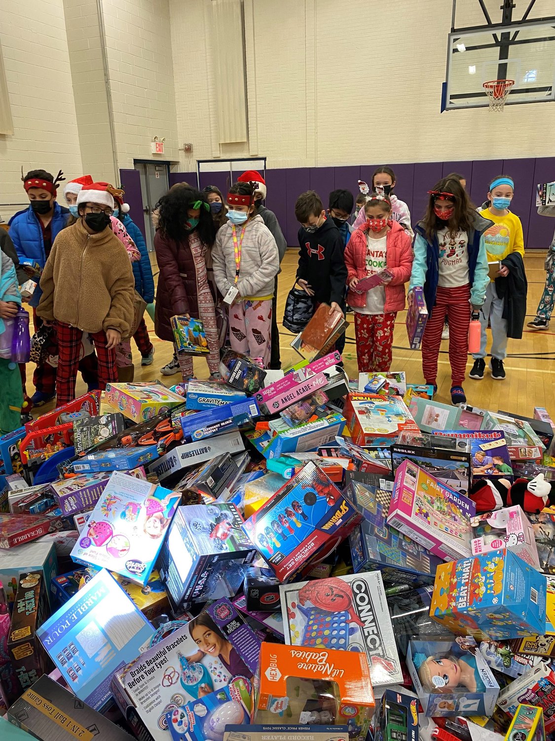 Over 20 bags of toys were collected and set to be donated.