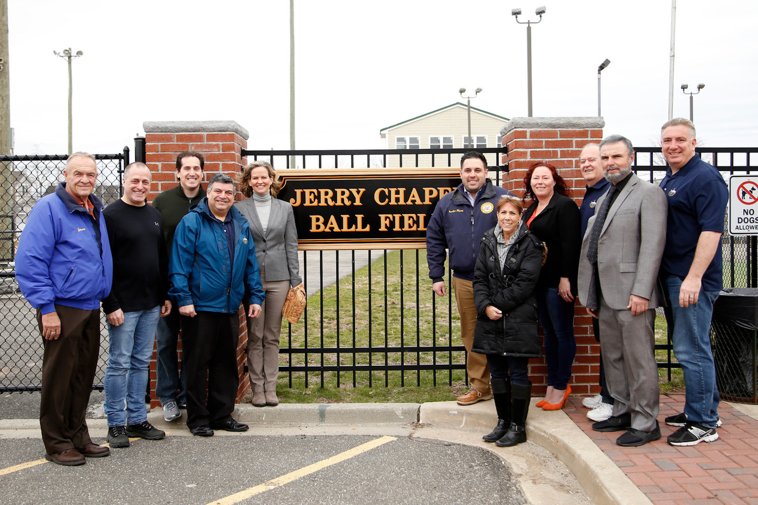 Elected officials and Chapel's family gathered in 2018 when a baseball field was named in his honor.
