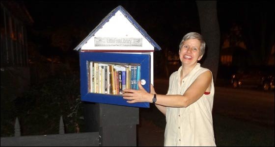 Linda Leegard buys children's books at garage sales to make sure there are always some on hand in her Little Free Library.