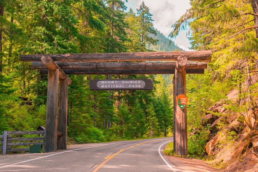The Mount Rainier National Park entrance near Packwood.