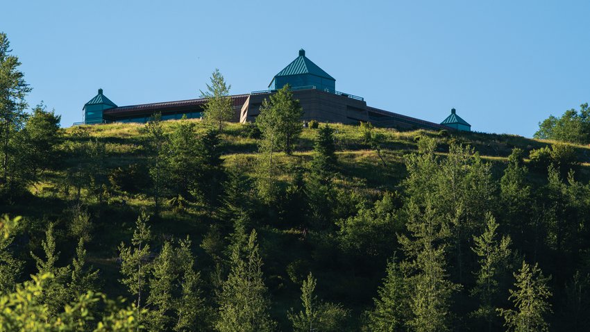 The Mount St. Helens Science and Learning Center is seen above Coldwater Lake.