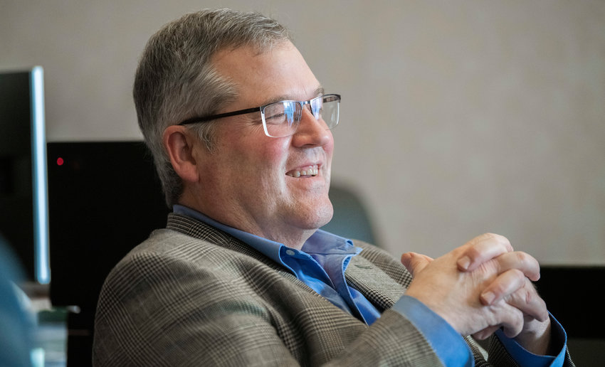 Former House Minority Leader J.T. Wilcox, R-Yelm, talks about ongoing issues in his area of the state while answering questions from reporters Friday, Jan. 20, 2023.