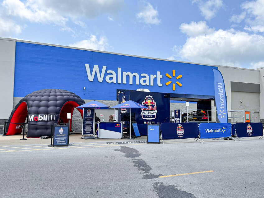 The Red Bull Pit Stop Tour is seen outside a Walmart in this courtesy photo.