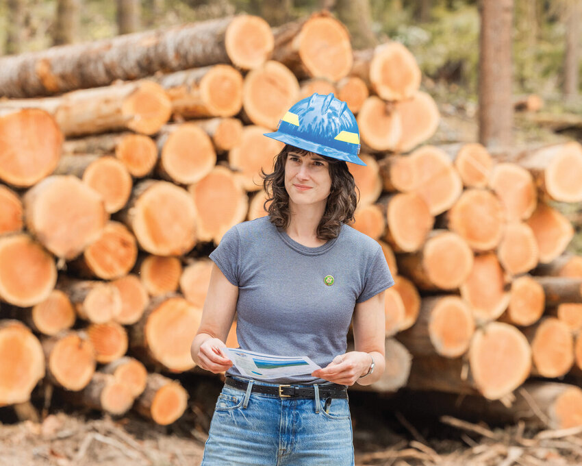 Congresswoman Marie Gluesenkamp Perez tours a timber sale in the Gifford Pinchot National Forest on Thursday, Aug. 10, 2023.