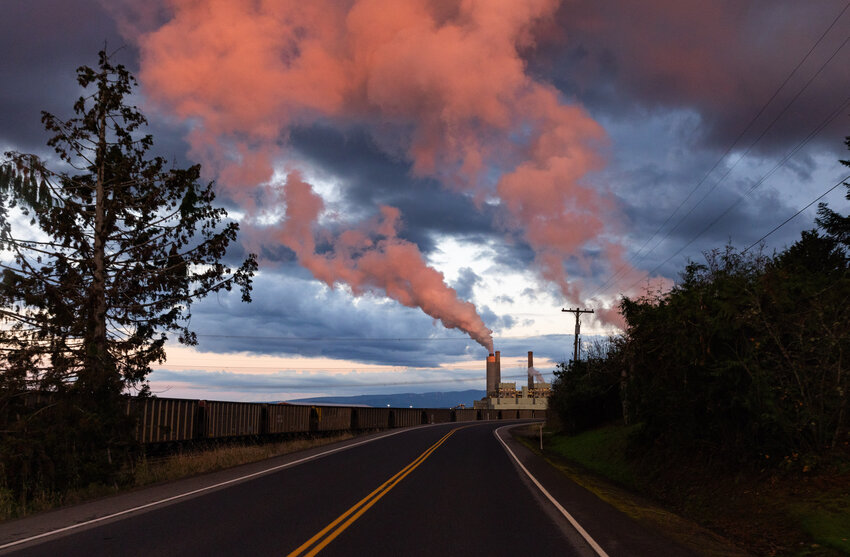 Steam rises from TransAlta USA at sunset in Centralia on Thursday, Oct. 27.