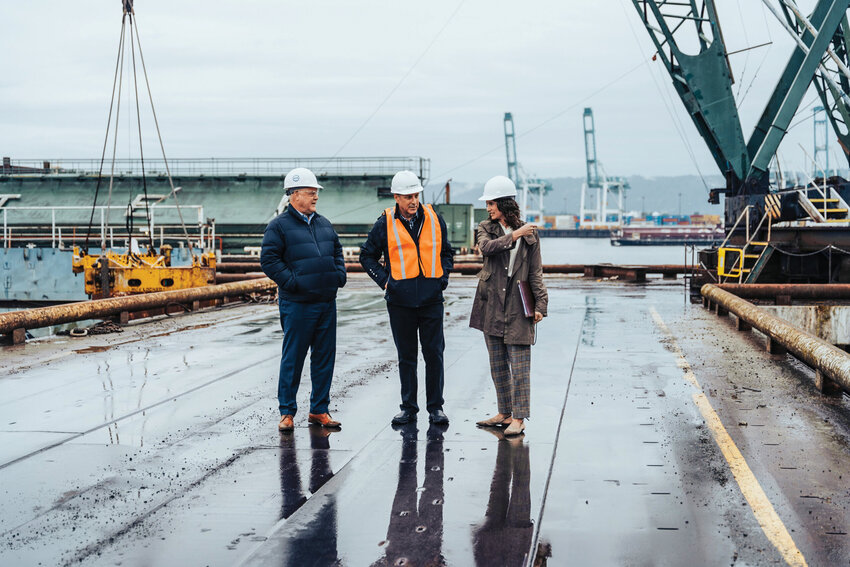 Rep. Marie Gluesenkamp Perez visits Tidewater Barge lines last year.