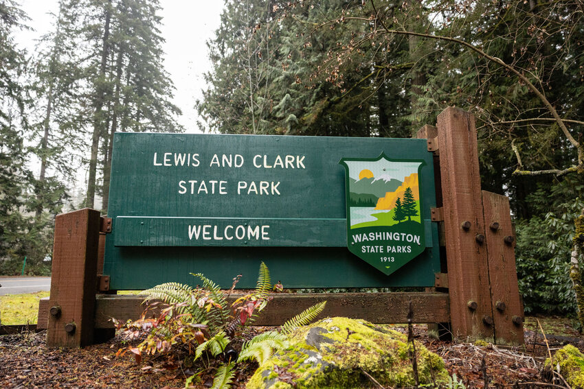 The main entrance sign to Lewis and Clark State Park is pictured on Thursday, Dec. 12.