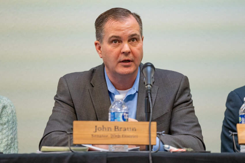 Senator John Braun speaks during Cascade Community Healthcare&rsquo;s 11th annual Legislative and Governmental Forum on Wednesday, Dec. 18.