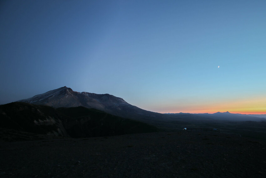 The sunset at Mount St. Helens as seen from the Windy Ridge Viewpoint in the Gifford Pinchot National Forest on Tuesday, July 9, 2024.