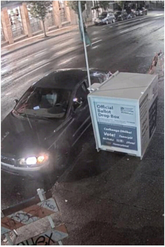 Ballot box and suspect vehicle.