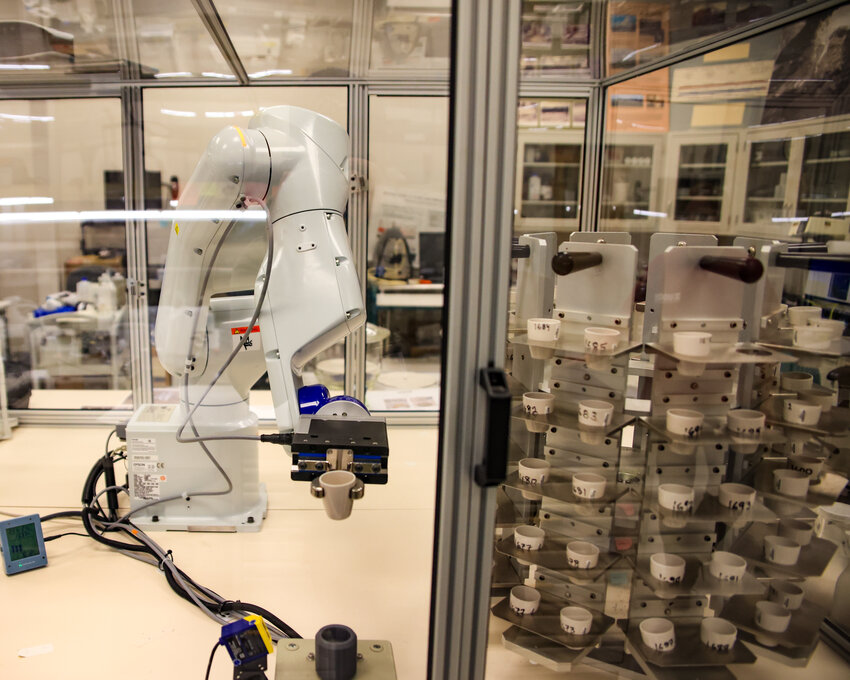 Sali, the only Sediment Lab Quality Assurance robot in the United States, measures sediment samples at the United States Geological Survey&rsquo;s Cascades Volcano Observatory in Vancouver&rsquo;s Columbia Tech Center on Thursday, Jan. 30.