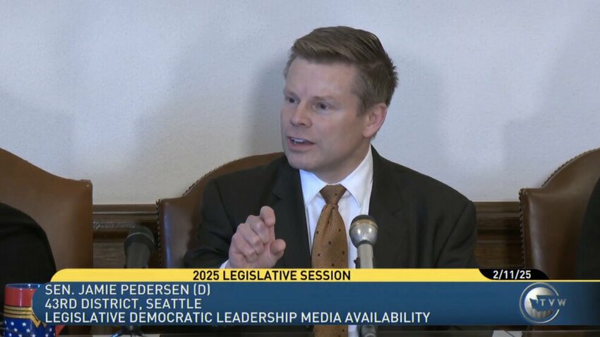 Washington state Sen. Jamie Pedersen, D-Seattle, during Feb. 11, 2025, media availability
