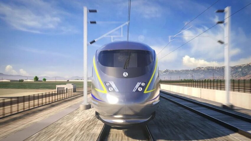 A simulated image of California's future state-developed high speed rail project.