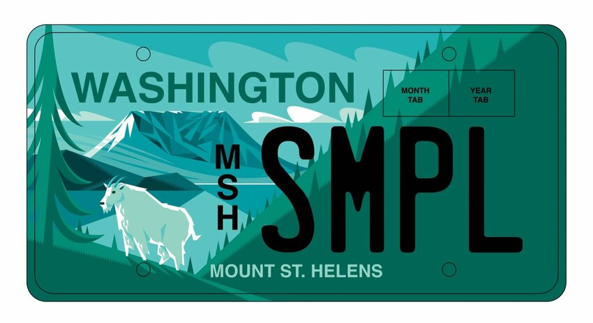 A mockup of the proposed Mount St. Helens license plate. (Courtesy of the Mount St. Helens Institute)