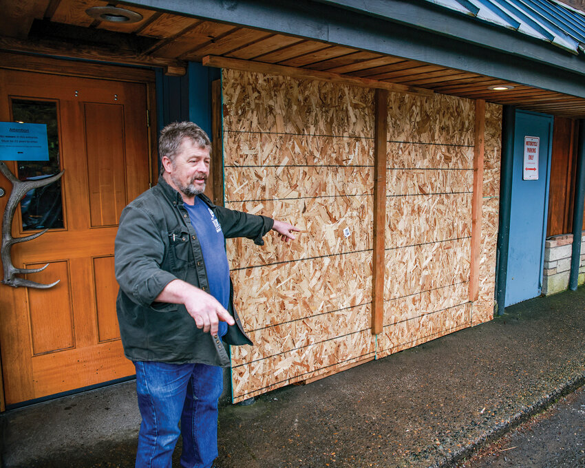 Jeff Strong, owner of Nick&rsquo;s Bar and Grill in Amboy, explains the moment a car careened into his building on Feb. 9, marking the second time in under two years this has happened to his business.