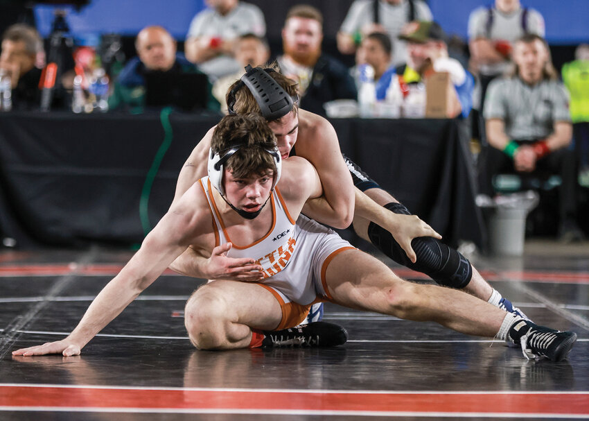 Battle Ground&rsquo;s Zack Motzkus, 138 pounds, finished second to   Skyview&rsquo;s two-time state champion Mason DesRochers in a 17-2   technical fall in the 4A title match on Friday, Feb. 21