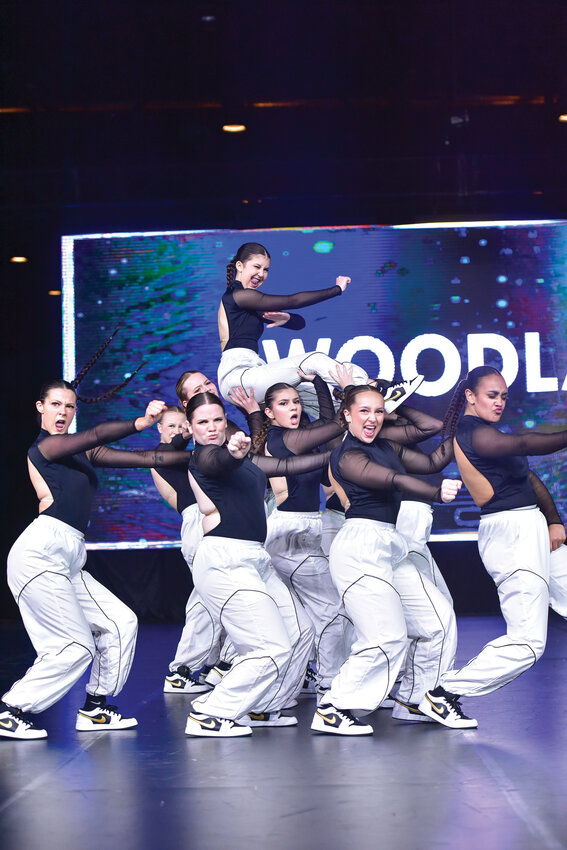 The Woodland High School Dance Team performs its hip hop routine at the Dance Team Union Nationals in Orlando, Florida, during the competition Feb. 14-16.