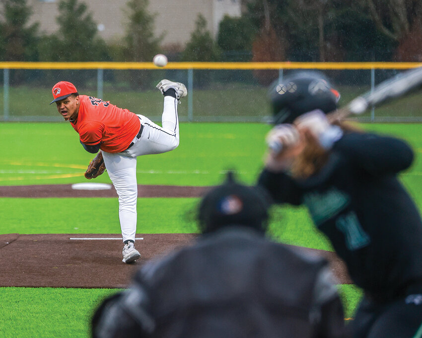 Battle Ground&rsquo;s James Gill III threw four scoreless innings in the Tigers&rsquo; 4-3 loss to the Mount Vernon Bulldogs on Friday, March 21.