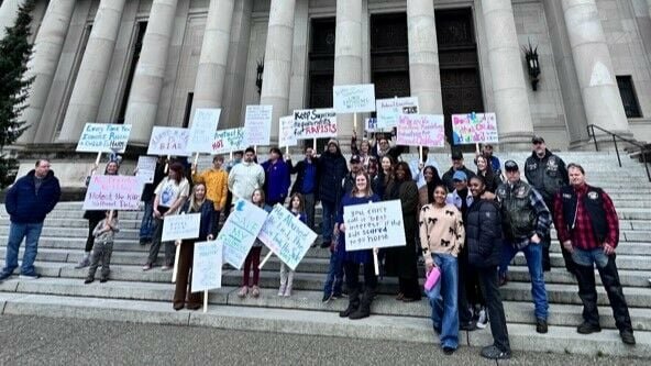Dozens of victims of domestic and sexual violence and their families and supporters gathered in Olympia on Saturday for a "Safe Childhood Now Rally" to advocate for legislation that aims to lay out clearer guidelines for courts on when to limit parents&rsquo; residential time and decision-making authority.