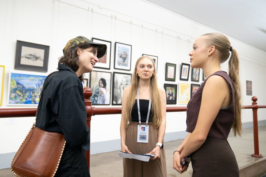 U.S. Rep. Marie Gluesenkamp Perez meets with 2024 Congressional Art Competition winner Sydney Lee Chrisopulos at the U.S. Capitol.