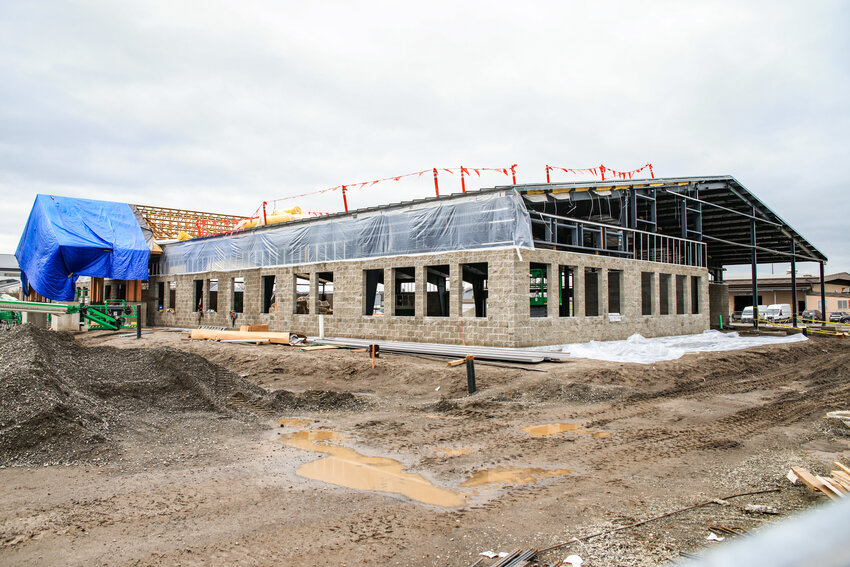 The new Battle Ground Public Schools central operations building is seen under construction on Monday, March 24.