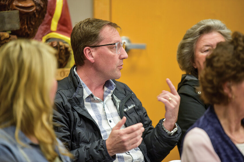 file photo  Woodland Mayor Todd Dinehart speaks about the Port of Woodland&rsquo;s proposed Tax Increment Finance District during a Clark-Cowlitz Fire Rescue meeting on Monday, March 24, at Station 21 in Ridgefield. The Woodland City Council voted unanimously last week to formally oppose the Port of Woodland&rsquo;s proposed Tax Increment Financing district, citing concerns for the future of local emergency service funding.