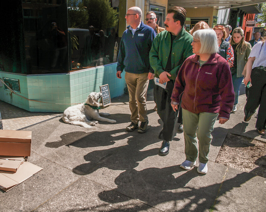 U.S. Sen. Patty Murray, D-Wash., walks down Main Street in downtown Vancouver with city officials to view the current state of the Main Street Promise Project on Thursday, April 17.