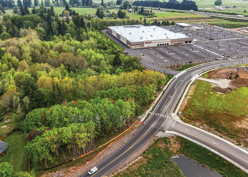 The proposed Union Ridge Town Center Medical Office site sits just west of Costco in Ridgefield, where traffic will be steady for numerous retail and fast food businesses in the commercial development.