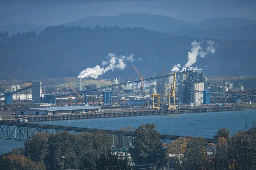 The Port of Longview, including EGT, seen from the Rainier side in late 2024.
