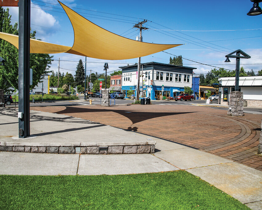 Downtown Ridgefield is seen empty of pedestrians around 4 p.m. on Wednesday, May 14, after commenters on a Ridgefield, WA Facebook group post for a community focus article were complaining about the use of social media and missed opportunity to have in-person interaction in downtown.