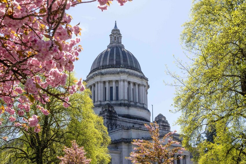 The Washington state Capitol on April 18, 2025. (Photo by Jacquelyn Jimenez Romero/Washington State Standard)