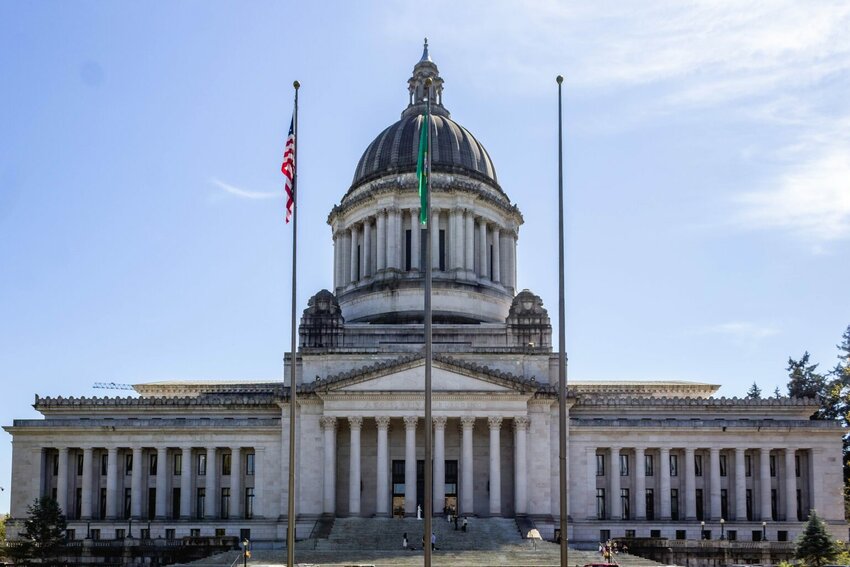 The Washington state Capitol on April 18, 2025. (Photo by Jacquelyn Jimenez Romero/Washington State Standard)