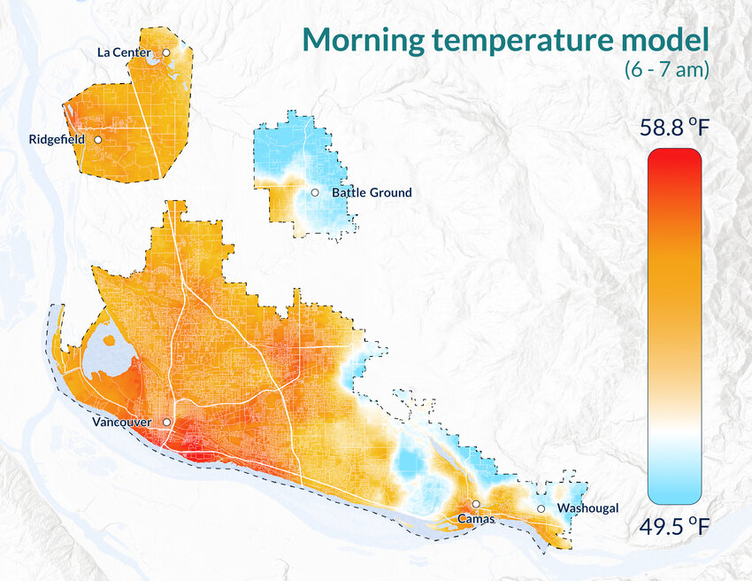 Results from Clark County Public Health&rsquo;s 2024 Heat Watch indicate that Ridgefield, La Center, Battle Ground and Camas are some of the coolest locations to live in Clark County.