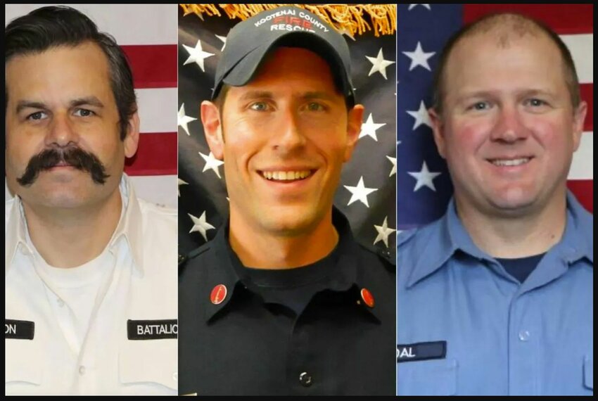 Coeur d&rsquo;Alene Fire Department Battalion Chief John Morrison, Kootenai County Fire Department Battalion Chief Frank Harwood and Coeur d&rsquo;Alene Fire Department Engineer David Tysdal.