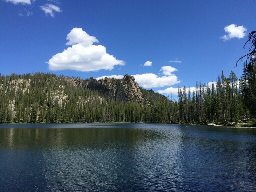 A summer day on Golden Trout Lake in the Salmon-Challis National Forest, in east-central Idaho. (USDA Forest Service photo)