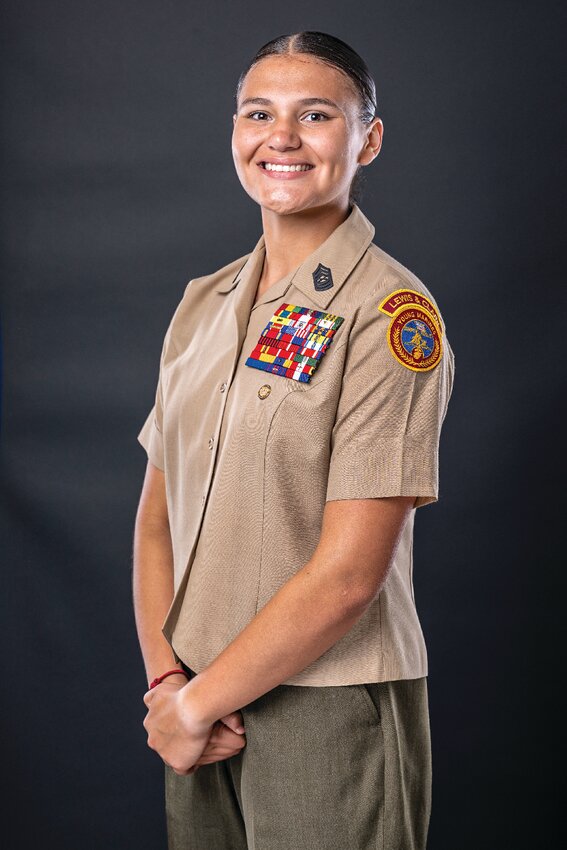 Young Marine Sgt Charlotte Bisila of Washougal, Washington, a member of the Lewis and Clark Young Marines unit in Ridgefield, was named Honor Graduate of the 2025 Young Marines Advanced Leadership School in Warrenton, Oregon.