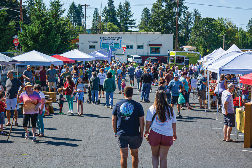 Crowds gather outside the Hockinson Community Center for the sixth annual Blueberry Festival on Saturday, July 19.
