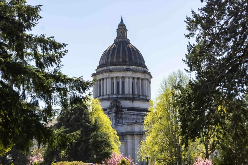 The Washington state Capitol on April 18, 2025. (Photo by Jacquelyn Jimenez Romero/Washington State Standard)