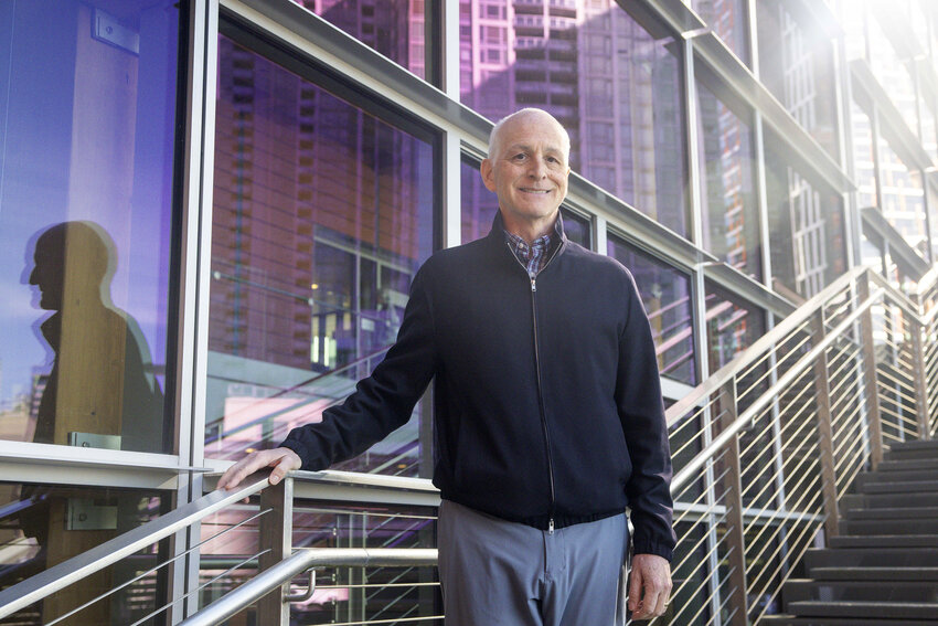 Rep. Adam Smith (D-Bellevue) poses for a portrait at Bellevue City Hall on Friday, Feb. 28, 2025.