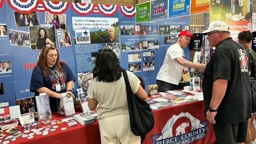The Pierce County Republican Party will not have a booth at this year's fair due to a dispute with fair officials over signature-gathering efforts and the sale of merchandise.