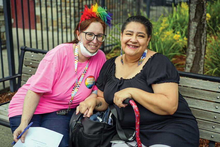 Battle Ground Pride organizer Jessica Cole, left, and Native American representative Duana Johnson highlighted inclusivity for LGBTQ+ people, autistic individuals and people of color during Battle Ground Pride on Saturday, Aug. 16.