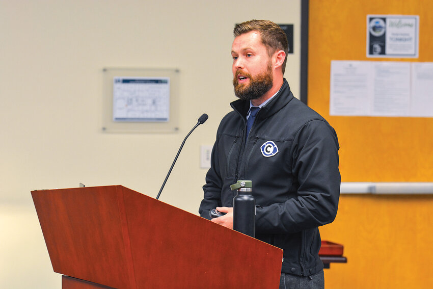 Taylor Eidt, C-Tran's Director of Planning and Service Delivery, presents to the Battle Ground City Council on Monday, Aug. 18. The presentation covered the launch of The Current service next month and long-term goals for transit through 2045.
