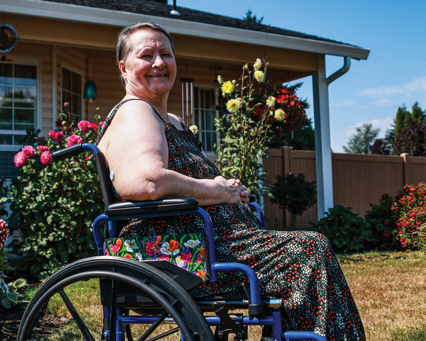 Cherise Jensen, of Battle Ground, lives a colorful life and maintains a positive attitude after three separate cancer stents, two strokes, two heart attacks, diabetes and being legally blind. Her specially painted wheelchair has become quite the conversation piece at doctors' appointments, she said.