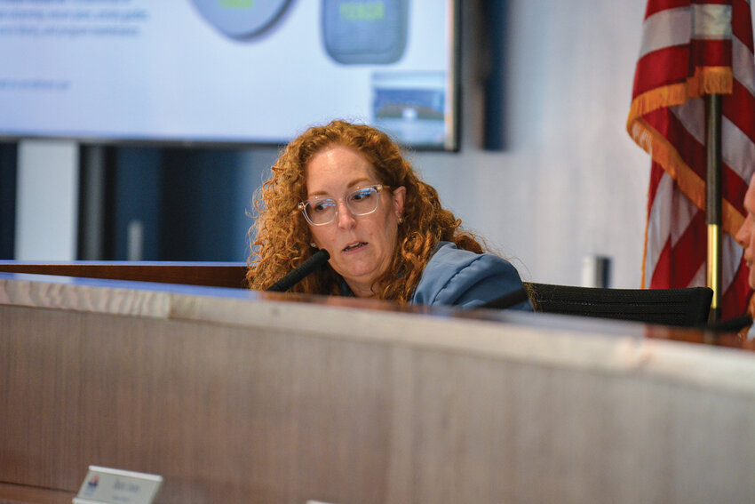 Superintendent Jenny Rodriquez talks about the district&rsquo;s new cellphone policy before it was unanimously approved during a Tuesday, Aug. 26, board meeting. The policy bans smart devices in elementary schools and requires an &ldquo;off and away&rdquo; rule in middle and high school campuses.