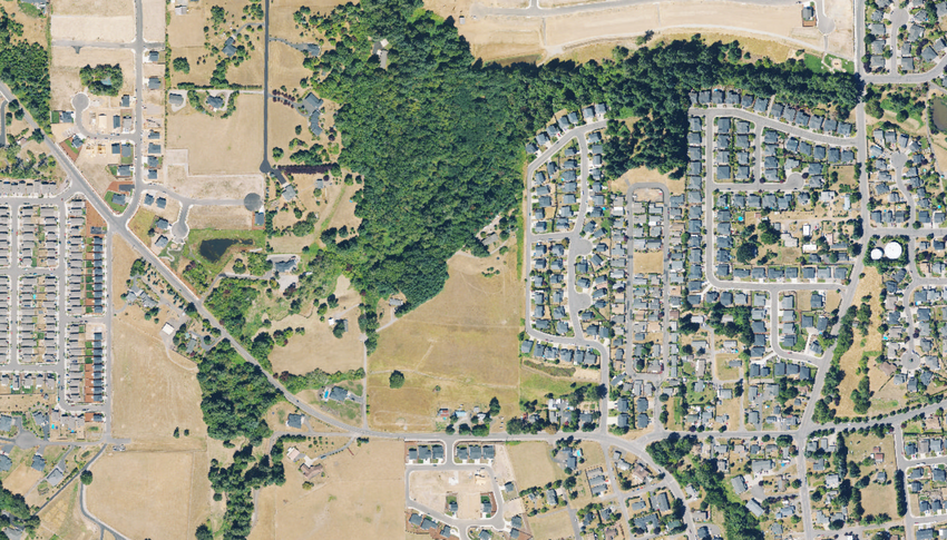The Juniper Ridge property lies north of Pacific Highway in La Center, where streams and habitat carve through the northern part of the site. On Aug. 27, the city council voted unanimously to rezone the land from low density to medium density housing to allow for a 67-lot subdivision.