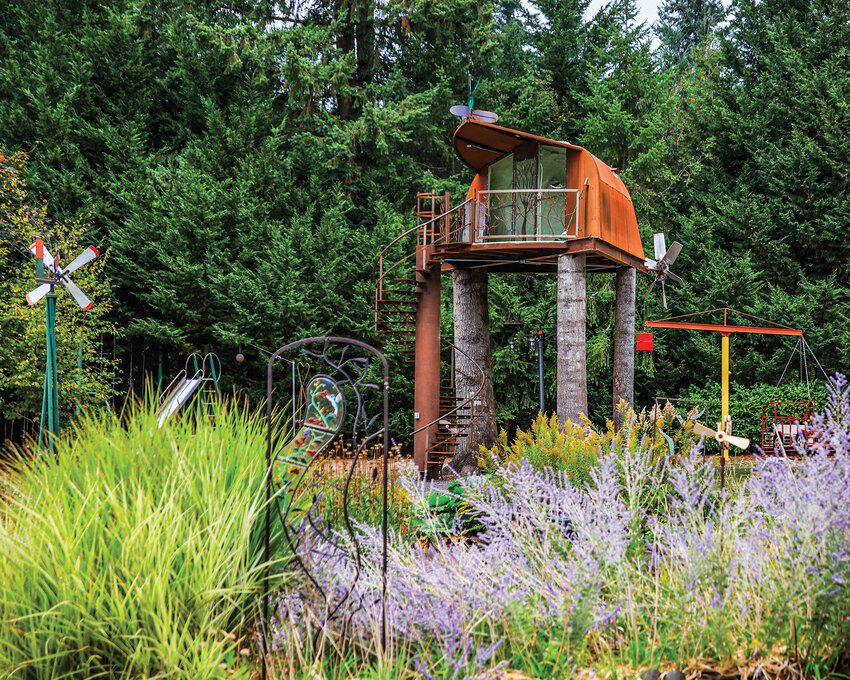 Paul Springer has crafted hundreds of pieces of metal artwork for a little over 20 years, including a 6,000-pound steel treehouse that can be found at a north Clark County property full of his handcrafted yard art.