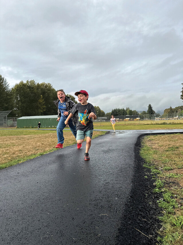 Columbia Elementary School students enjoy the new track during recess on Sept. 5, 2024. The track was built with support from the Woodland PTSA, which will host three Walk-A-Thons beginning with North Fork Elementary on Sept. 25, followed by Columbia Elementary on Oct. 9 and Woodland Middle School on Oct. 22 during their respective school days.